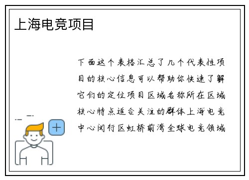 上海电竞项目